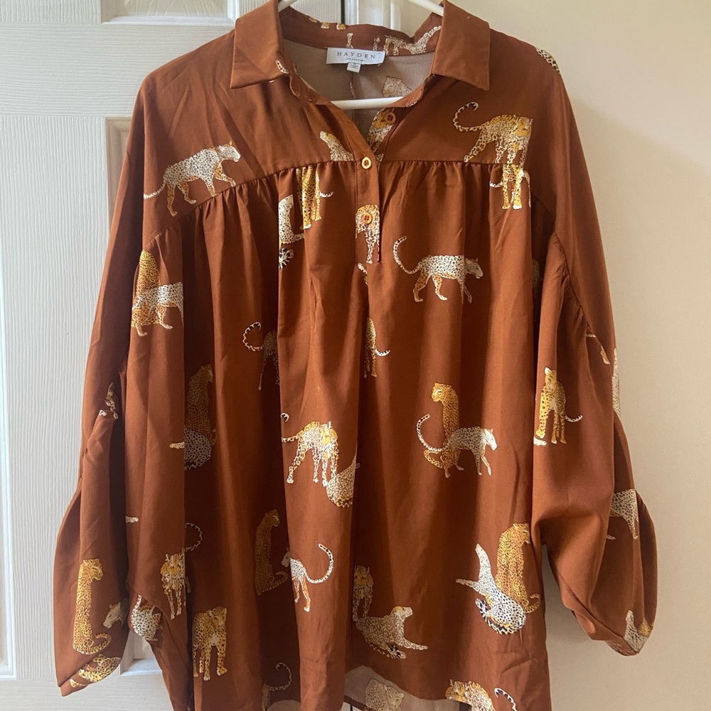 Hayden Girls Brown Animal Print Blouse